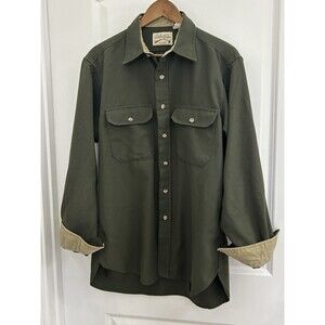 Vintage Cabelas Shirt Large Button Flannel Work Utility Outdoor Hunting USA Made